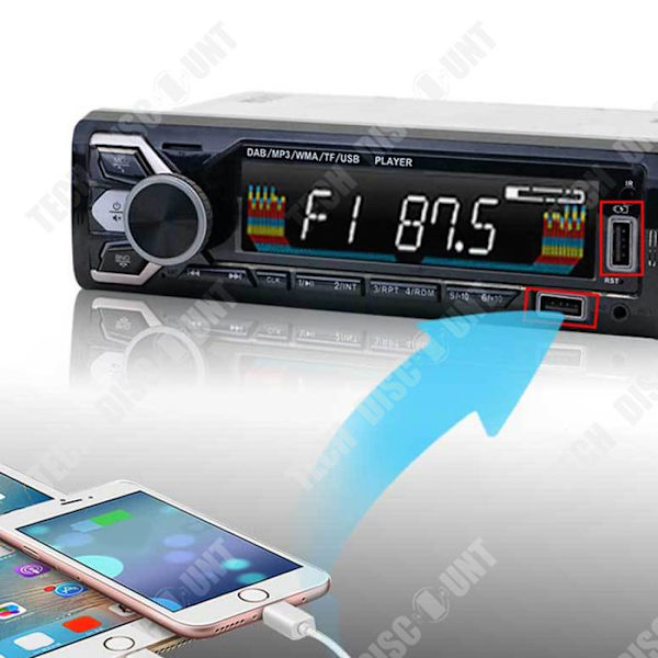 TD® Bluetooth-autoradio USB-kortinlukija langattomasti MP3-soitin lyhyt musiikki häviöttömänä