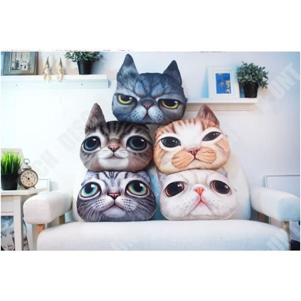 TD® Rolig 3D Cat Print Kudde Kreativ Söt Plysch Doll Present HemLjuvlig kattmatta. Grå färg