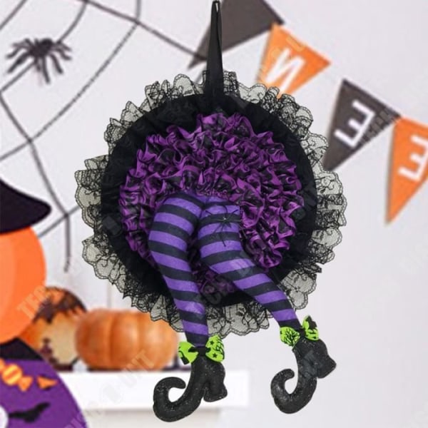TD® Halloween-krans Häxa Benform 26*3*40cm Ytterdörrsdekoration Mörk stil Hallo Dörrhängande
