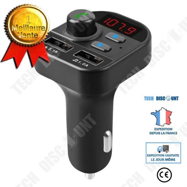 TD® Bil Bluetooth FM-sändare Trådlös radioadapter USB-laddare MP3-spelare