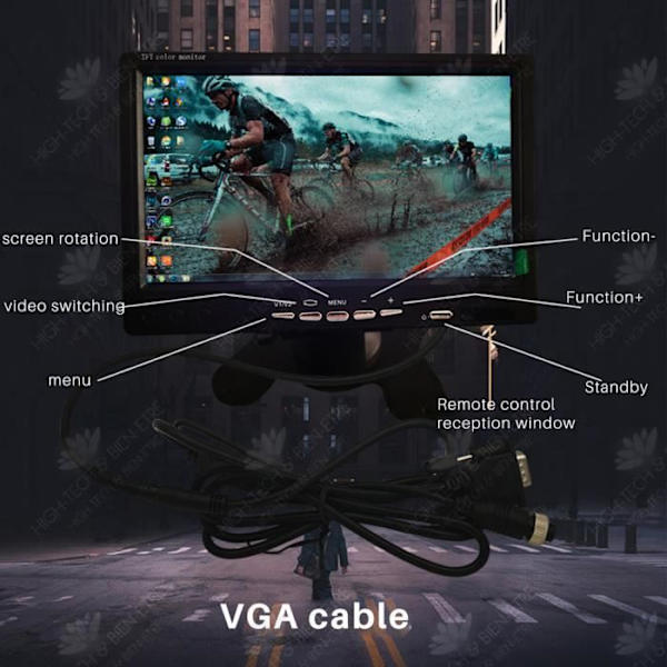 HTBE® Ultra-kirkas 7 tuuman VGA-liitäntä autonvalvontakamera videonauhuri pieni LCD-näyttö