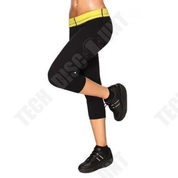 Træningsleggings, Sudation / Multi-lag Sauna i sort neopren med gul kant / Behagelig og flot / Fitness, Sport, Yo