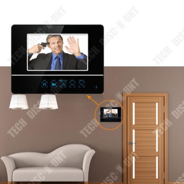 TD® Visuellt intercom för dörrklocka Sju tum skärm Infraröd nattvision Hög känslighet Handsfree intercom