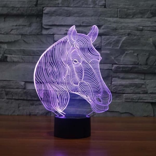 USB Nyhed Gaver 7 Farver Skiftende Dyr Hest LED Natlamper 3D LED Skrivebord Lampe Som Dekoration af
