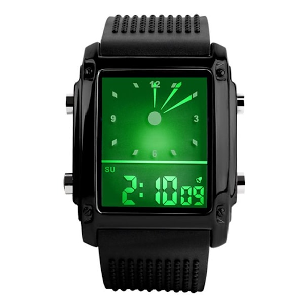 TD® Herre Ur - Dobbelt display - Analog og digital - Sport LED Ur - Sort
