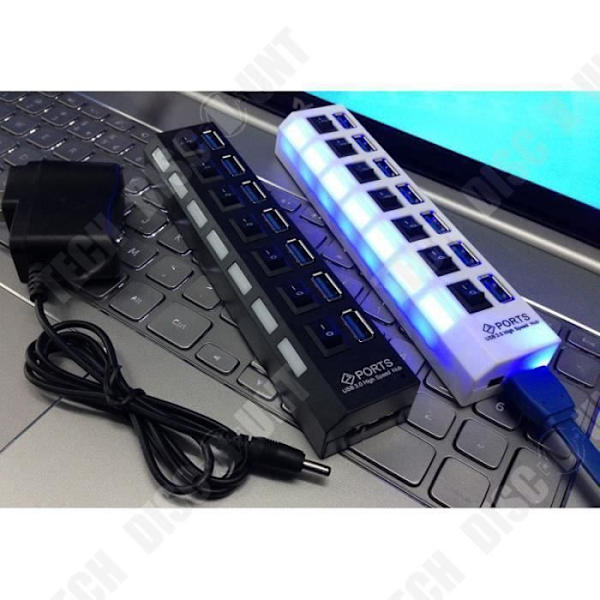 TD® Port Hub USB 3.0 Nopea 7-Porttinen Tietokoneelle, Pc:lle, Tabletille /johtoyhteys - USB-tietokonevarusteet