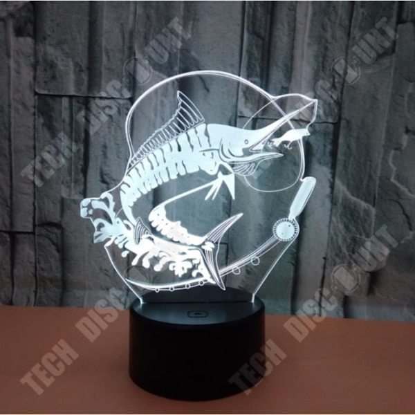 TD® Dekorativ USB-fisk 7 färger Fjärrkontroll Optisk illusion Nattljus 3D-visualisering Bordsbordslampor 3D-glöd LED-lampa 61