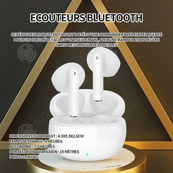 INN Langaton bluetooth-kuulokkeet 4.5x5.5cm kuulokkeen koko, bluetooth-kuulokkeiden intra-aurikulaarinen melunvaimennus pitkäkantoinen.