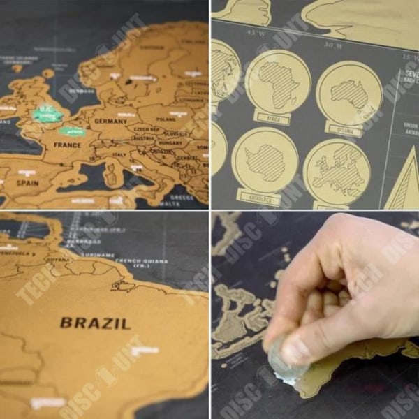 TD® Scratch Map/ Dekoration, Large Gold & Black Scratch Map/ World Scratch Map Black