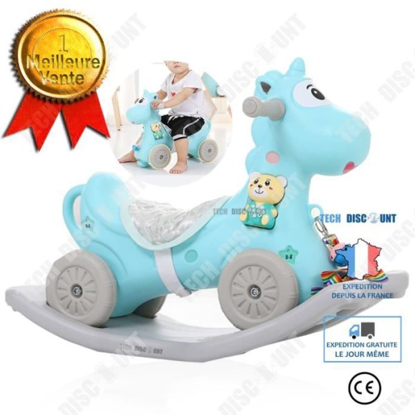 TD® Baby gungstol i plast utan musik hästleksaker barn 1-3 år liten trävagn liten blå färg leksak