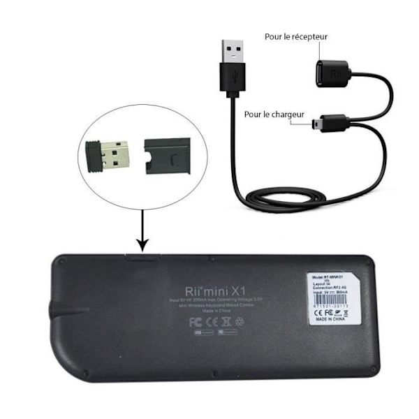 Langaton näppäimistö - LCC® - Mini kosketusnäppäimistö AZERTY - Kosketusalusta - 2,4 GHz - Latauskelpoinen