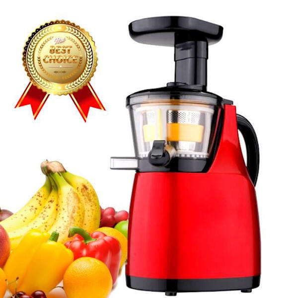 LCC® Slow Juicer för färsk fruktjuice / slow speed juicepress för vitaminkonservering (37 rpm) - röd Röd