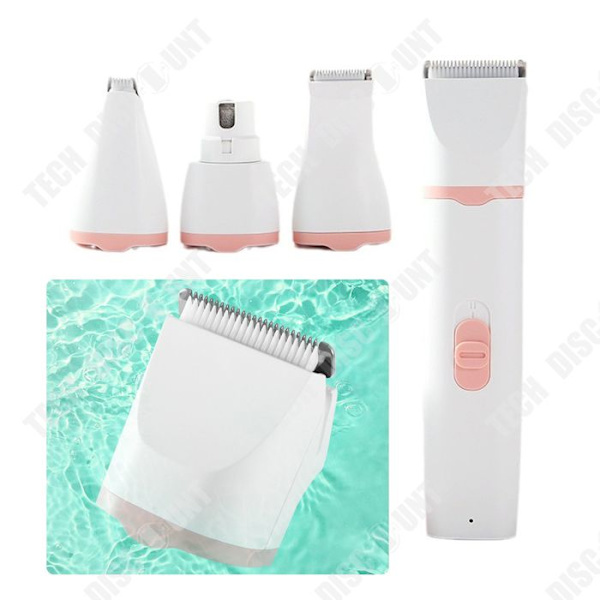 TD Dog Clipper 4 i 1 tyst hundklippare med laddningsbar USB-kabel för katter och andra husdjur Vit