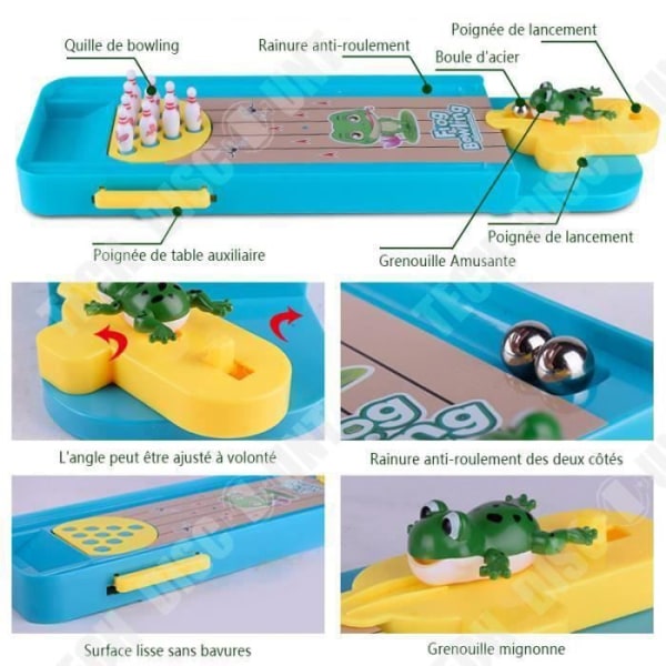 TD® Mini Bowling Game - Brädspel för barn - Bowling med 10 delar + 2 bollar - Interactive Educational Frog Launcher Game Kit