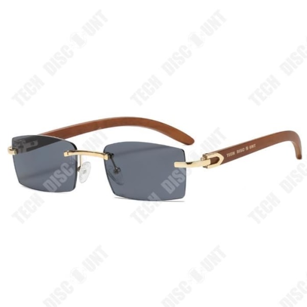 TD® Wood Grain Temple Solglasögon Europeiskt och amerikanskt mode damsolglasögon utan ram för kvinnor