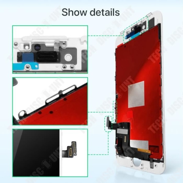 TD® White telefonersättningspekskärm kompatibel iPhone 8 Plus, anti-fingeravtrycksyta, LCD-färgskärm