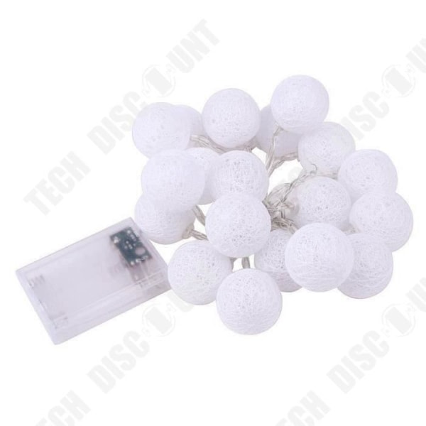 TD® Fairy lights - 20 LED-kulor - Varmvita - 2,3 m bomullsbatterilåda ljus girlander inredning