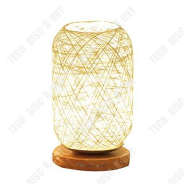 TD® sovrum säng dekoration kreativ uppladdningsbar LED nattlampa snöre träboll rotting hampa boll liten bordslampa