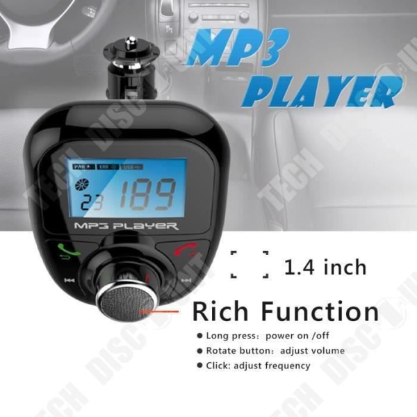 TD® KIT Universel LCD-skærm Bluetooth til bil - Trådløs handsfree transmitter med MP3-opkald og hurtiglading