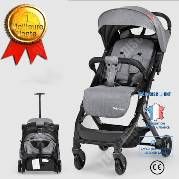 TD® Barnvagn Grå 89 x 47,5 x 104 cm Hopfällbar Ultra Baby Buggy Combi Barnvagn