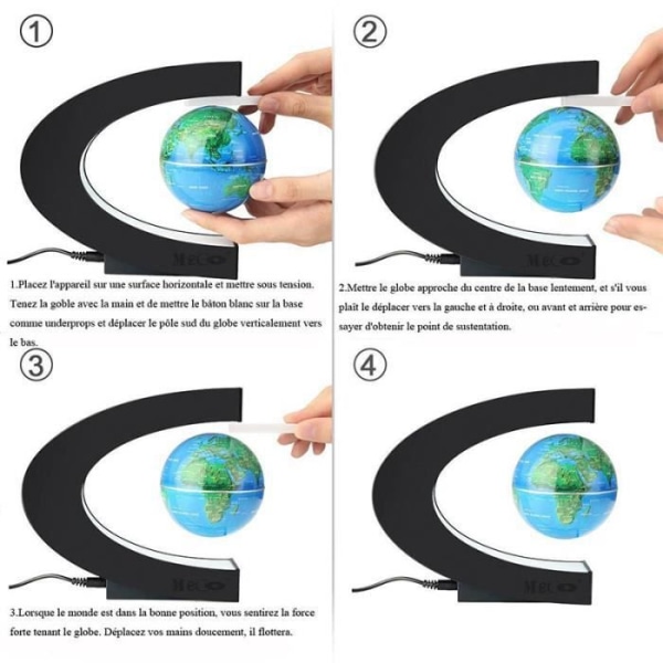 Creative Luminous Earth Globe Flytande Magnetisk Levitation Globe Lampa med LED-ljus Sfär för demonstration Blå