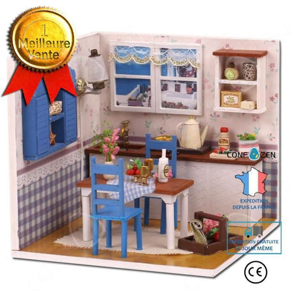 CONFO DIY Miniatyr julhus Montera LED Dollhouse Möbelsats Julklappsleksak