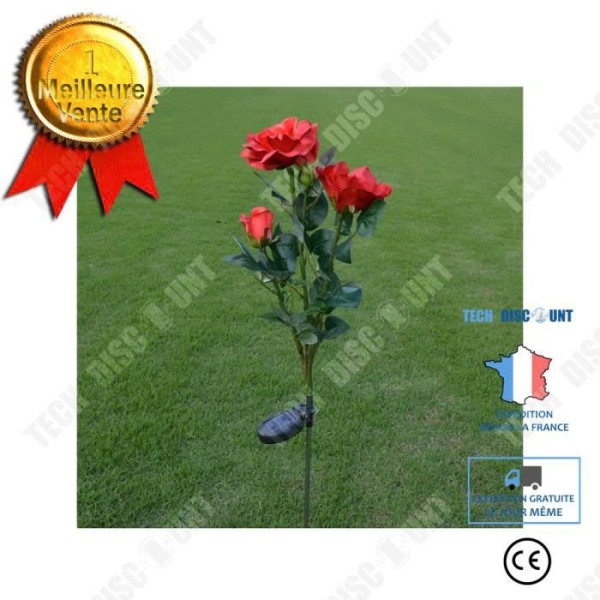 TD® Solcellehave lampe 3 LED Rosa blomst Stake Lys Belysning Lampe i blomst form til udendørs belysning