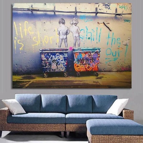 Elämä on lyhyt BANKSY kangaskuva maalaus seinämaalauksia olohuoneen seinätaide koristekuva juliste ja painos ilman kehystä