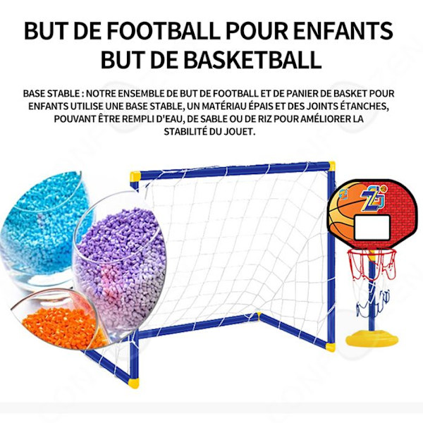 C Mål og basketballstativ 2 i 1 til børn, sæt legetøj til indendørs og udendørs, mål 88 cm ABS 88x45.5x115.5 cm