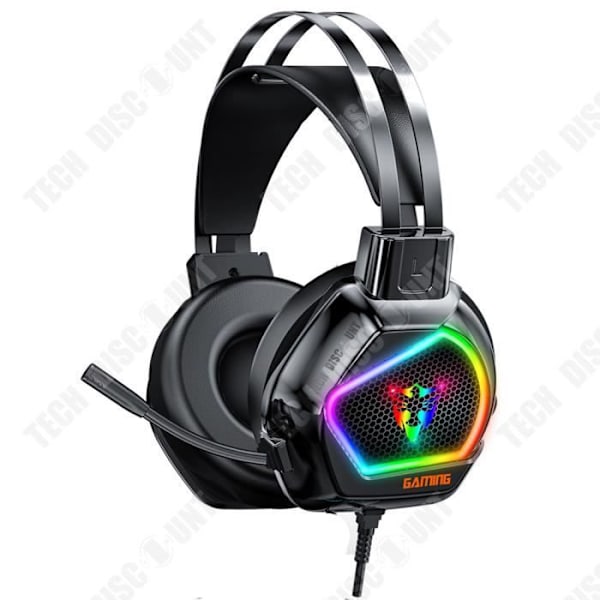 USB kabelslut headset med støjreduktion og RGB-belysning - TD®