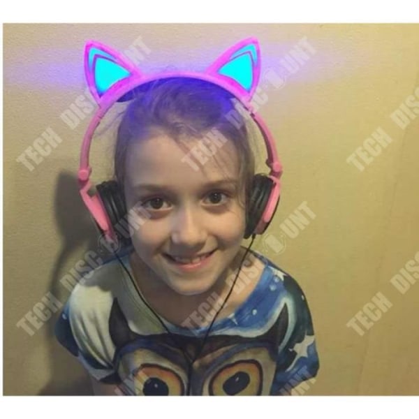 TD® Langallinen kawaii audio-kuulokkeet lapsille pelikäyttöön, melua estävät, kissankorvat, valoa antava, musiikki, puhelin, taitettavat, tehokkaat k