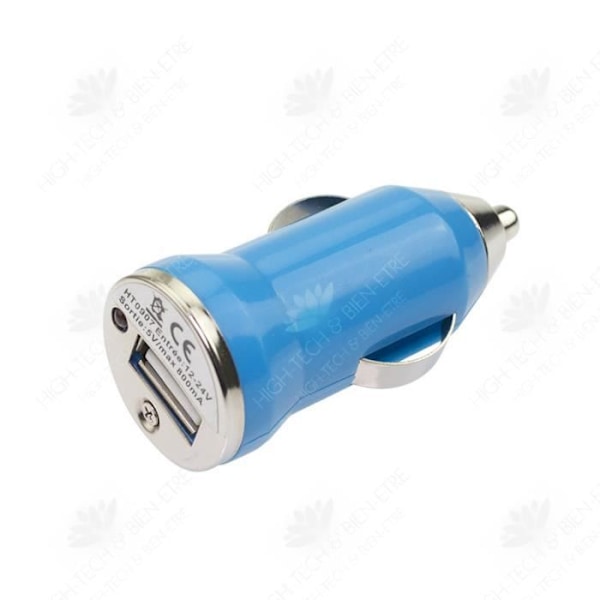 HTBE® mini biloplader med enkelt bullet port 1A og blå IC beskyttelsescharger, universel til biler og lastbiler