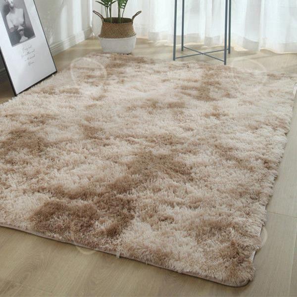 CONFO glidende Tæppe i Blødt Silketæppe Moderne Indendørs Tæppe Silkeagtigt Værelset Gulvtæppe BEIGE 140X200CM