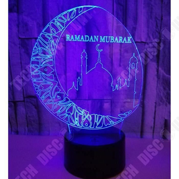 TD® Akryltabelampe Ramadan muslimsk dekoration 3D lysende stereo LED-nattlys hologram dekoration værelse