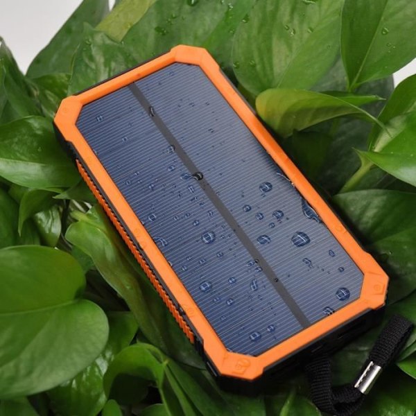 15000mAh Aurinkosähkölataaja Power Bank Kannettava Varavirtalähde Ulkoinen Akka Kestävä 8 LED Kaksois-USB:llä Orange