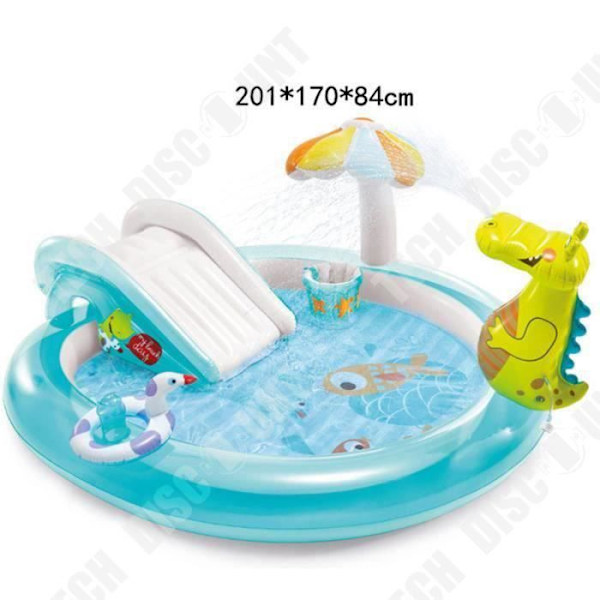TD® Oppustelig Børneswimmingpool - Vandlegeredskab Krokodille - 203 x 173 x 89 cm - Blå og Gul
