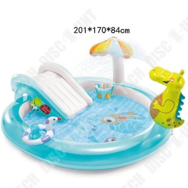 TD® uppblåsbar barnpool - Alligator-krokodilvattenlekplats - 203 x 173 x 89 cm - blå och gul