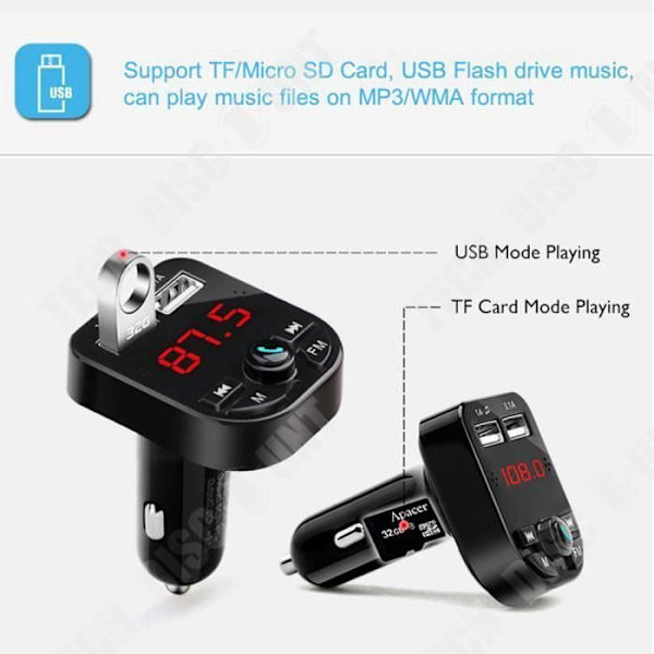 TD® FM Bluetooth-lähetin Adaptor, Bluetooth-autoradio Handsfree Langaton Radioadapteri Kaksois-USB-portilla