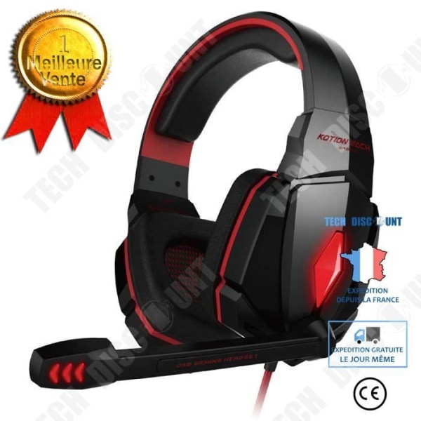 TD® Gaming Headset med hög ljudkvalitet, mikrofon och volymkontroll - lätt och hållbart
