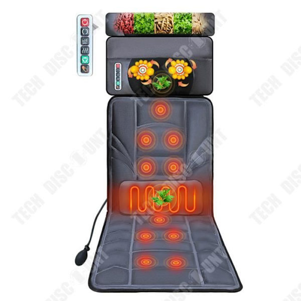 TD® Massage Madras, vibrationer til nakke og talje, æltning, hjem, intelligent og opvarmet massagepude, stol