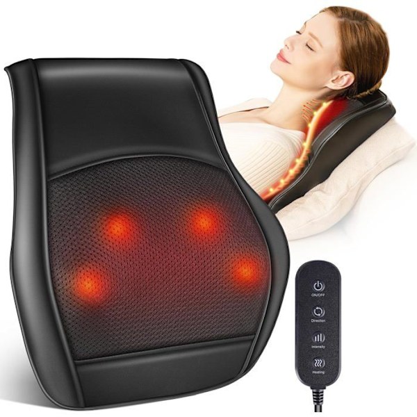 Massagepude Shiatsu massager med infrarød opvarmningsfunktion til afslapning af nakke, ryg og lænd.