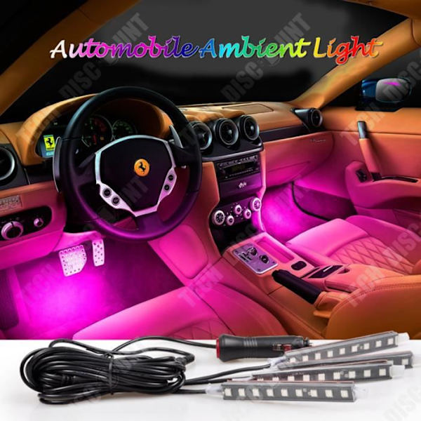 TD® LED-strimmel til bil, neonlys, indre belysning, vehicle atmosphere, knap til lyskontakt, flere farver, sportsbil.