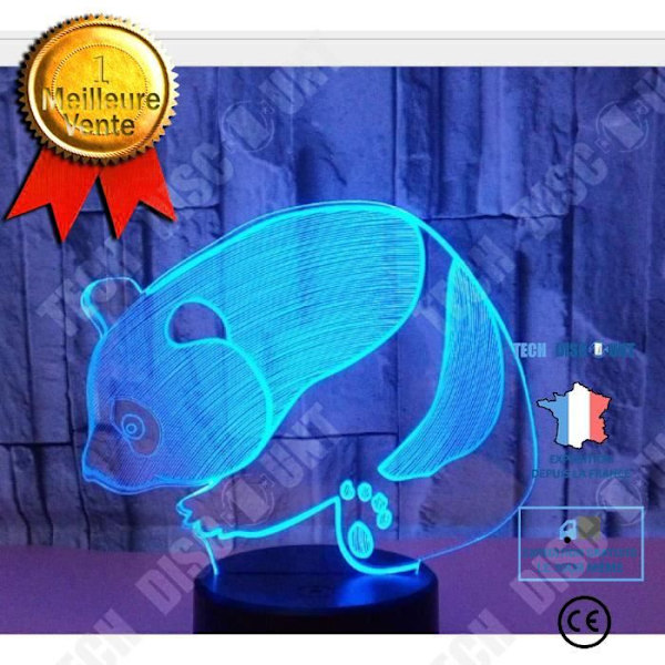 TD® Optisk bordslampa dekorativ touch 7 färger optisk illusion - pandamodell - lågförbrukning USB-kabel eller 3 AAA-batterier