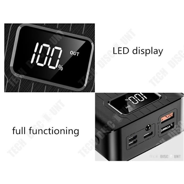 Ulkoakku - TD® - 7561121 - 30000 mAh - Nopea lataus - Moniportti USB