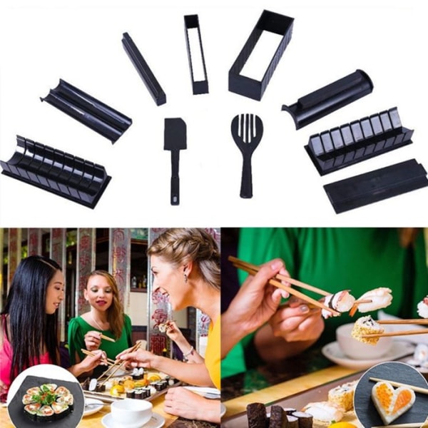 Sushi Maskine - TD® - 10 dele - DIY - ABS + PP - Sort Svart