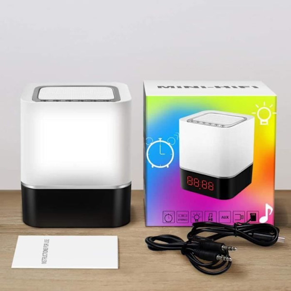 Stillcool® 5 i 1 Bluetooth-högtalare LED-nattlampa Trådlös sängväckarklocka Högtalare Färgskiftande humör