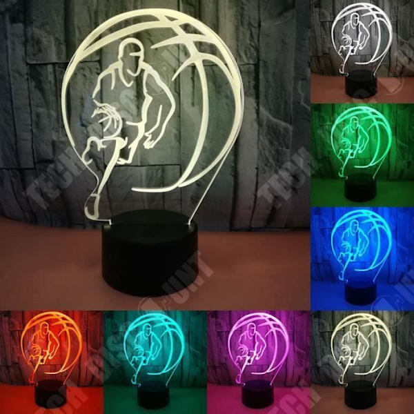 TD® Dekorativ berøringslampe med optisk illusion 7 farver - basketball model - lavt forbrug USB-kabel eller 3 AAA-batterier