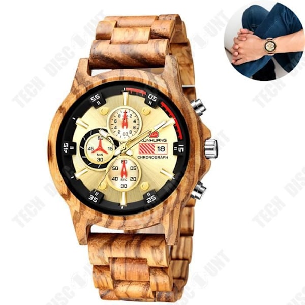 TD® multifunktionell sportklocka för män, Zebra Wood Watch, hand, religiös minnesgåva