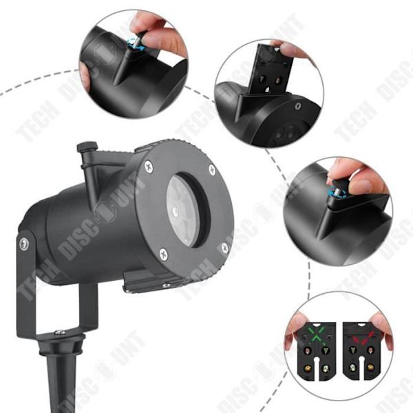 TD® LED Snowflake projektionsljus utomhus 12 filmmönster julprojektionsljus Färgglad dekorativ effekt gräsmatta ljus