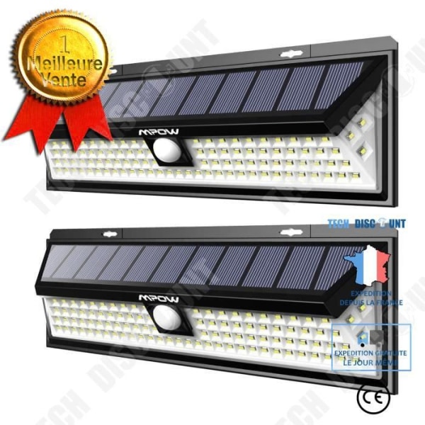TD® Set med 2 delar LED Solar Lights Utomhus/ Vattentät Solar Lamp Rörelsesensor 3 Ljuslägen 270°